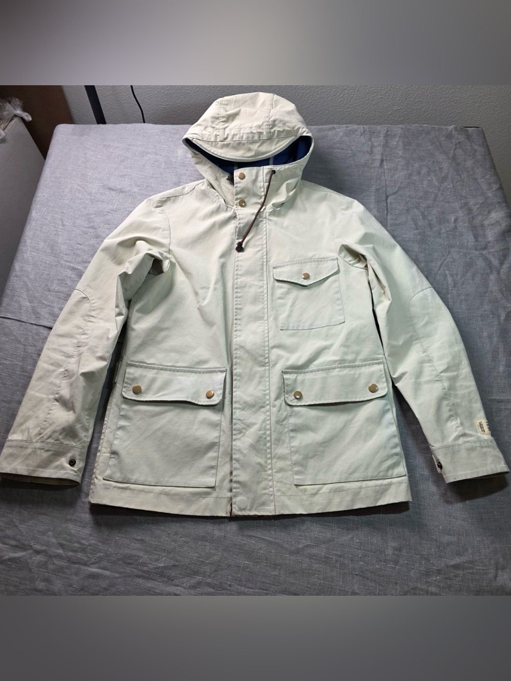 Scotch & Soda Mens Hooded Parka Jacket Cream Beige Utility Field Coat Small S